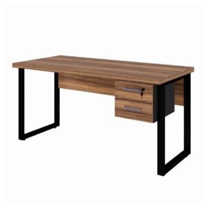 Mesa Escritório PÉ QUADRO – 1,20×0,60m – S/ Gavetas – NOGAL SEVILHA/PRETO – 24469