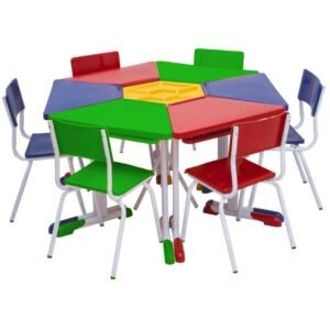 Conjunto HEXAGONAL Mesas e Cadeiras – 02 A 06 anos – INFANTIL – PMD – 42011
